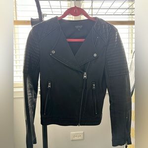 Topshop vintage black leather moto jacket